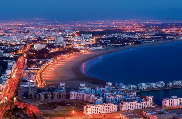 Agadir beach night view